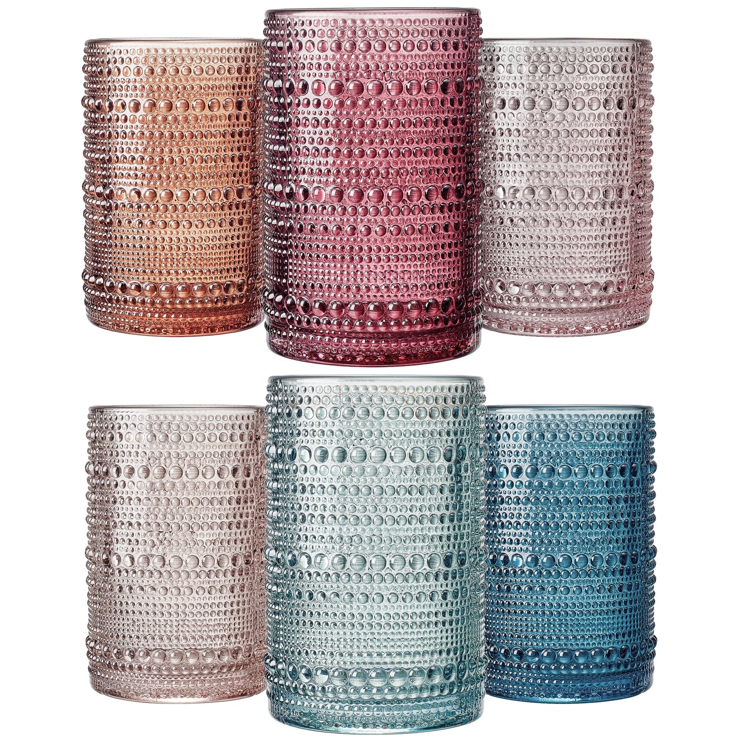 Tonal Hobnail Highball Glassware Set of 6