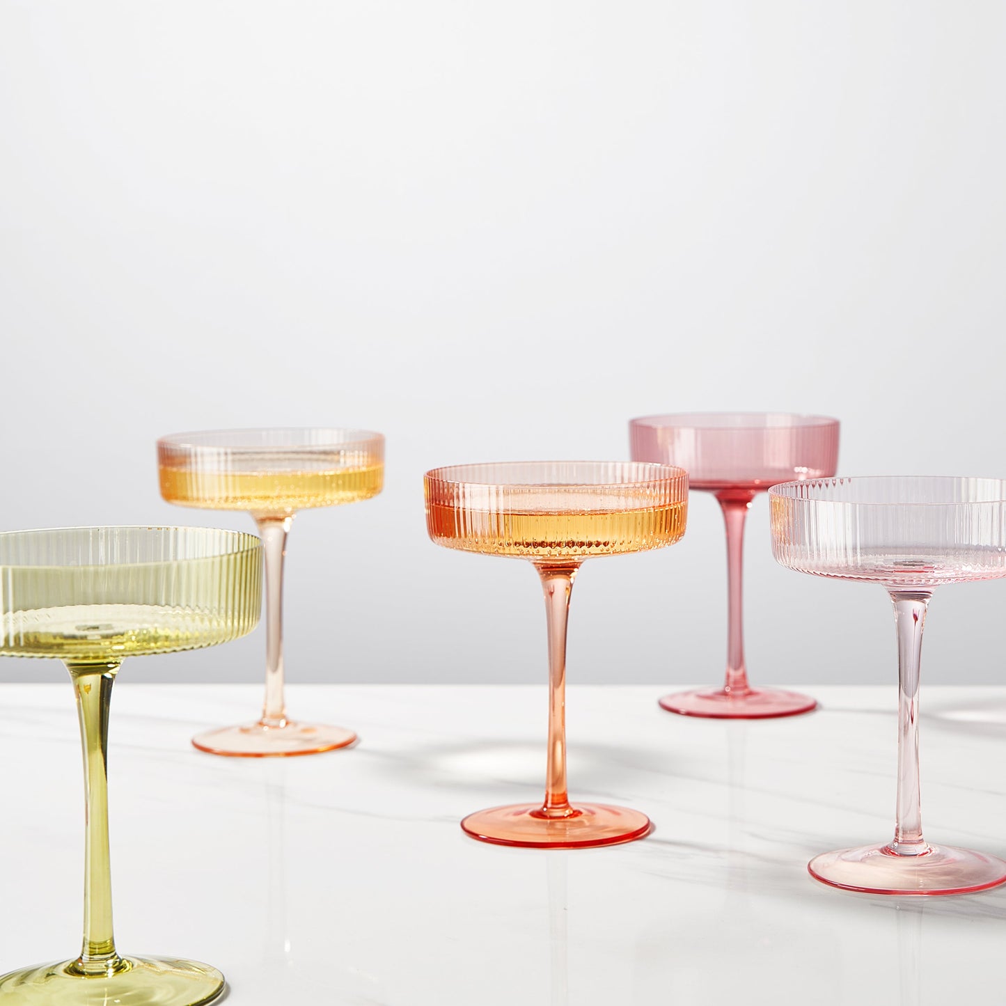 Come Ribbed Champagne Coupas Glasses Set of 5