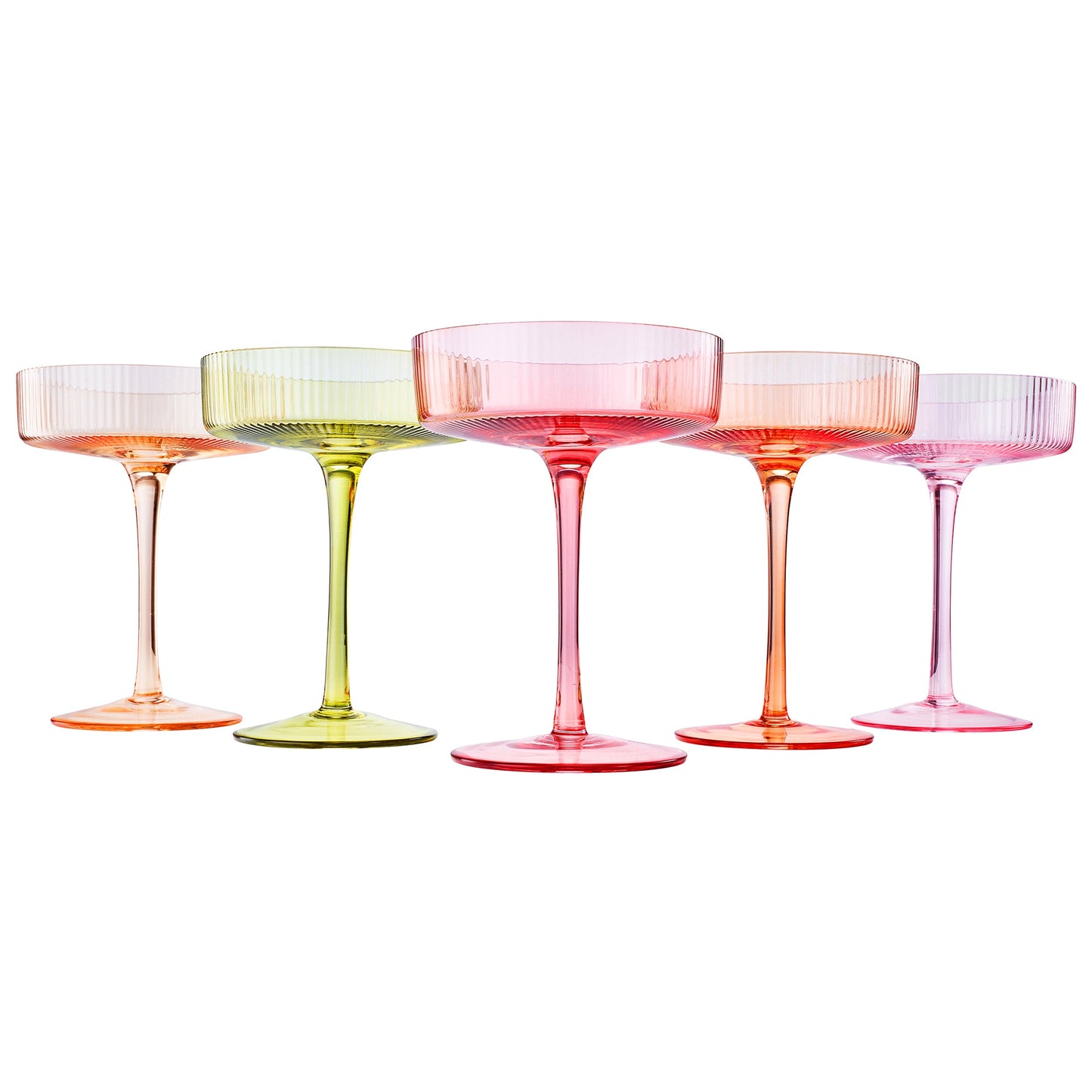 Come Ribbed Champagne Coupas Glasses Set of 5