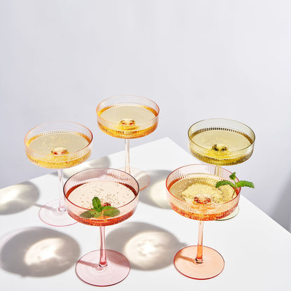 Come Ribbed Champagne Coupas Glasses Set of 5