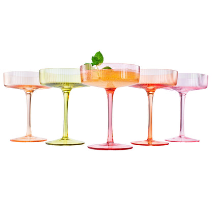 Come Ribbed Champagne Coupas Glasses Set of 5
