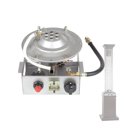 Square Flame Patio Heater Burner replacement part with silver metal burner and gas hose on Tampa Home & Garden Store