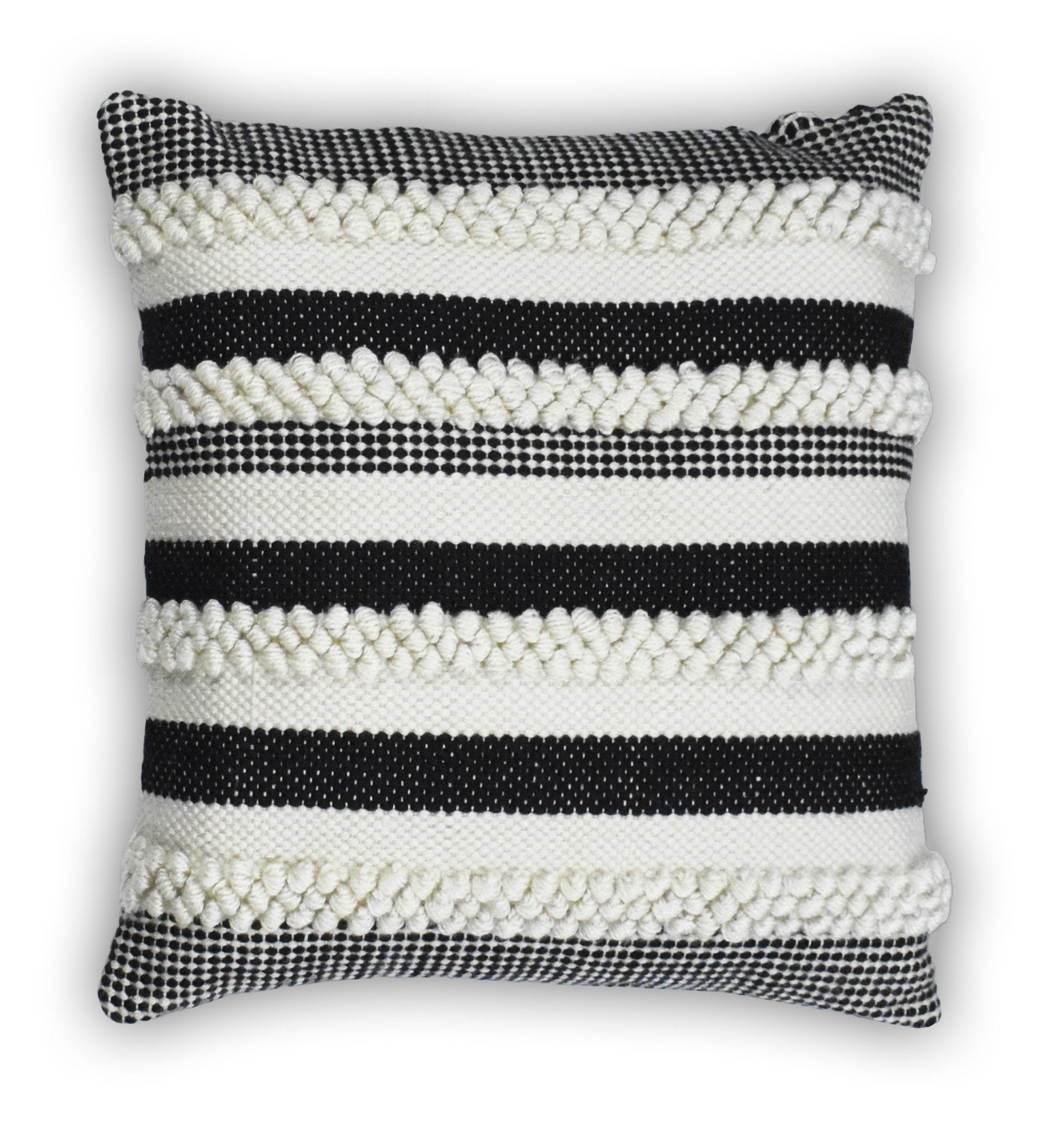 Square Outdoor and Indoor Safe Black and White Striped Pillow - Tampa Home & Garden Store