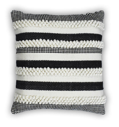 Square Outdoor and Indoor Safe Black and White Striped Pillow - Tampa Home & Garden Store
