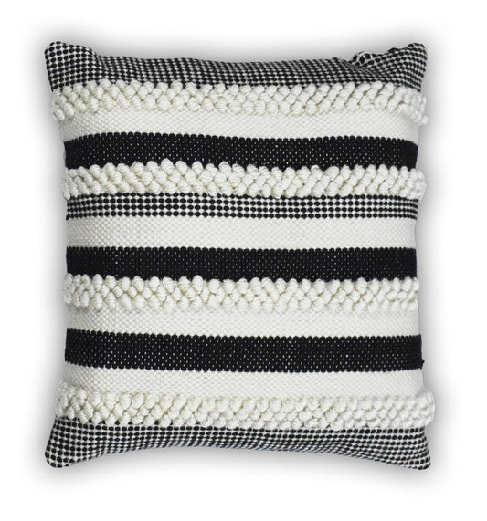 Square Outdoor and Indoor Safe Black and White Striped Pillow - Tampa Home & Garden Store