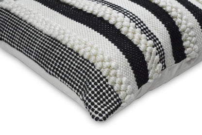Square Outdoor and Indoor Safe Black and White Striped Pillow - Tampa Home & Garden Store