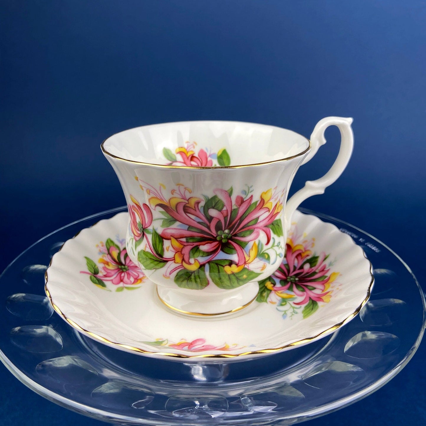 Square Tea or Coffee Cup with Bold Pink Roses and Floral Handle. Royal Stafford Berkeley Rose. Gift for a Romantic in Your Life. - Tampa Home & Garden Store