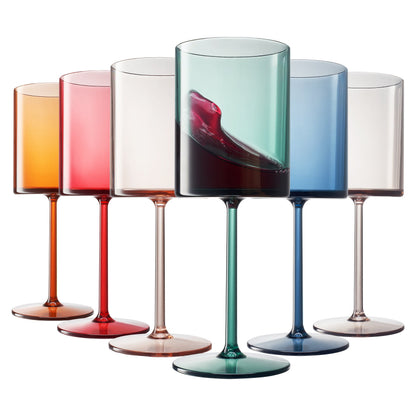 Tonal Acrylic Stemmed Square Wine Glass Set of 6