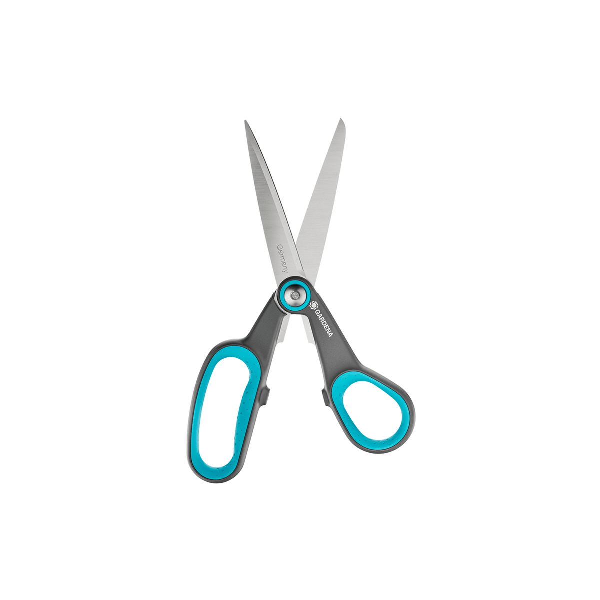 Gardena MultiCut Scissors with turquoise and gray ergonomic handles on Tampa Home & Garden Store