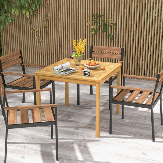 Square Acacia Wood Outdoor Dining Table with Umbrella Hole - Tampa Home & Garden Store