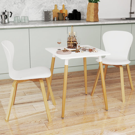 Mesa de Comedor Cuadrada con Patas Ajustables para Comedor Cocina-Blanco