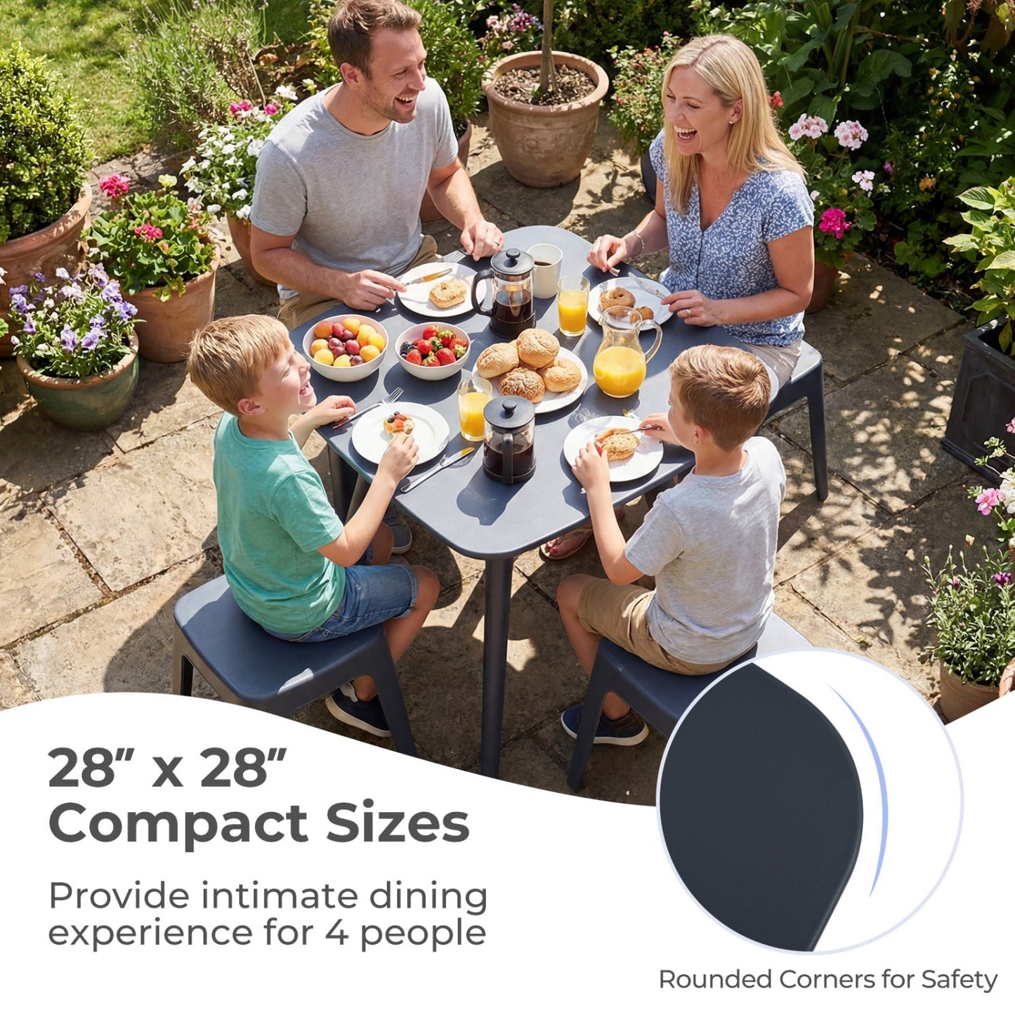 Square Outdoor Dining Table All Weather Plastic