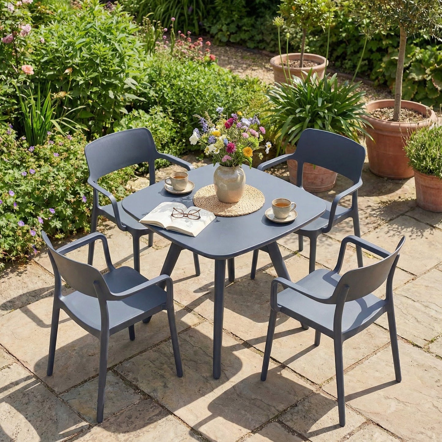 Square Outdoor Dining Table All Weather Plastic