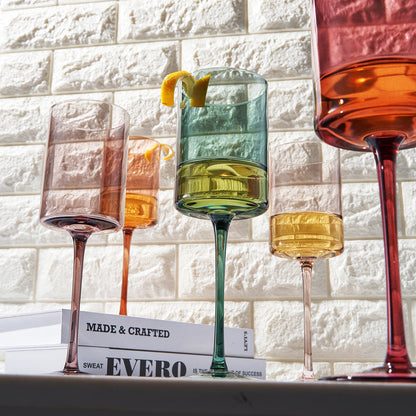 Tonal Square Stemmed Wine Glasses Set of Six