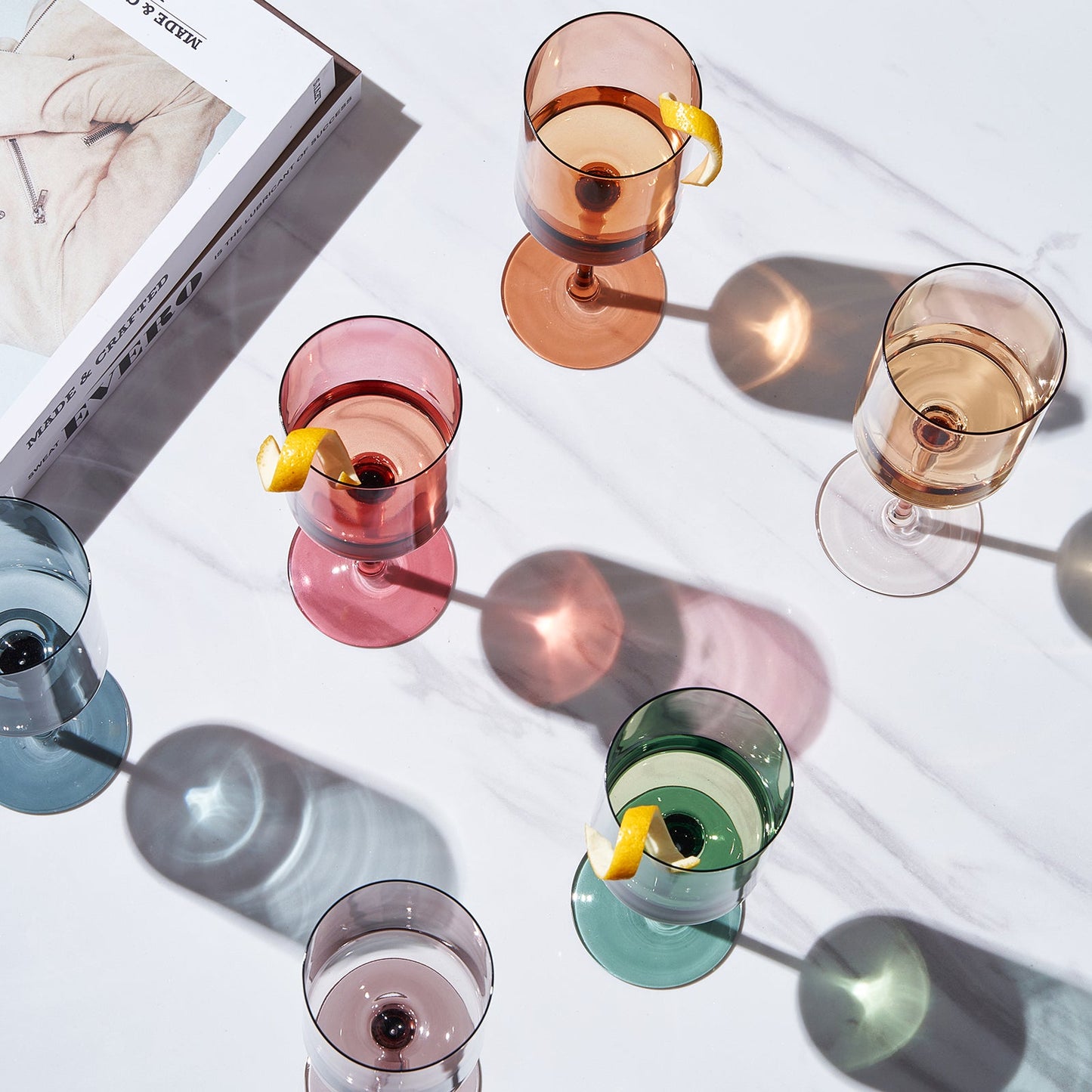 Tonal Square Stemmed Wine Glasses Set of Six