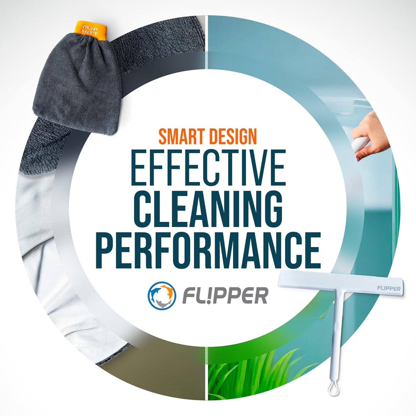 Flipper Mitt and Squeegee Set for Glass Cleaning