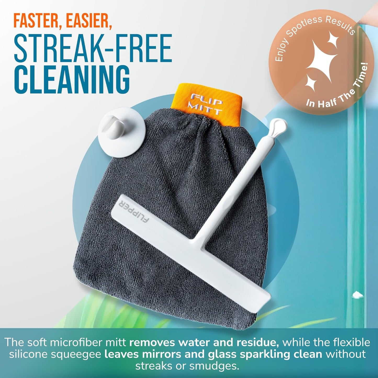 Flipper Mitt and Squeegee Set for Glass Cleaning