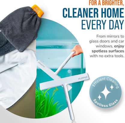 Flipper Mitt and Squeegee Set for Glass Cleaning