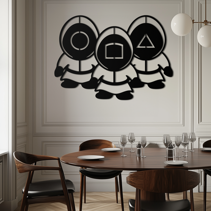 Squid Game Guards Metal Wall Art – Minimalist Black Home Decor- KAF561 - Tampa Home & Garden Store