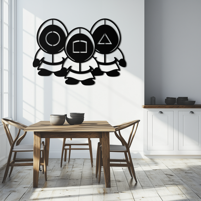 Squid Game Guards Metal Wall Art – Minimalist Black Home Decor- KAF561 - Tampa Home & Garden Store