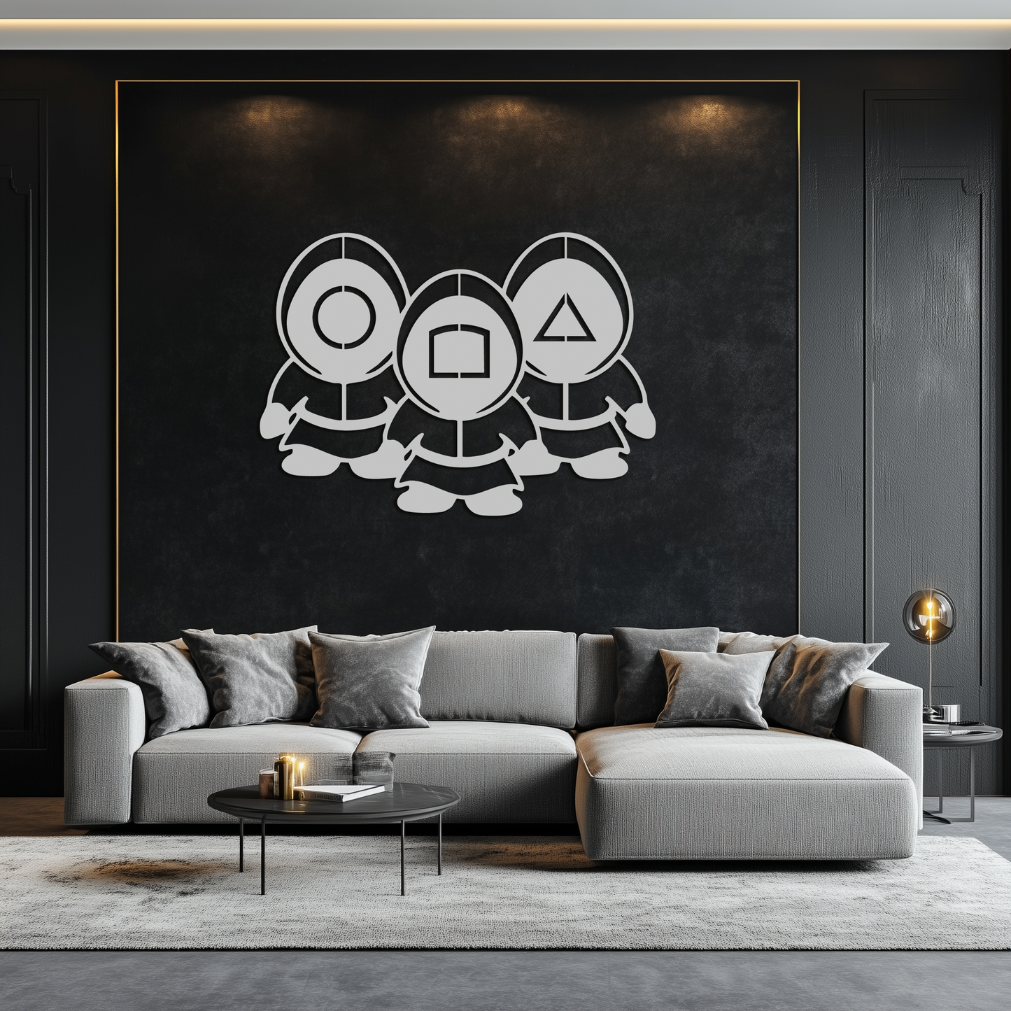 Squid Game Guards Metal Wall Art – Minimalist Black Home Decor- KAF561 - Tampa Home & Garden Store