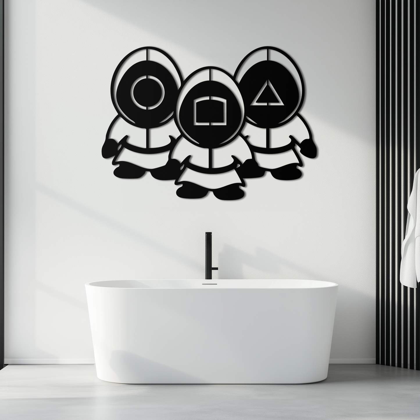 Squid Game Guards Metal Wall Art – Minimalist Black Home Decor- KAF561 - Tampa Home & Garden Store