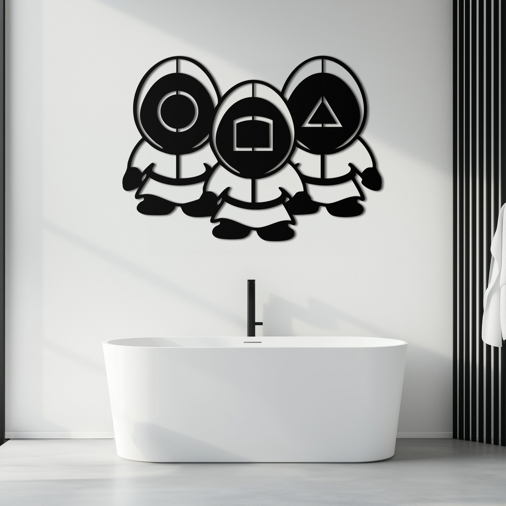 Squid Game Guards Metal Wall Art – Minimalist Black Home Decor- KAF561 - Tampa Home & Garden Store