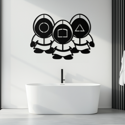 Squid Game Guards Metal Wall Art – Minimalist Black Home Decor- KAF561 - Tampa Home & Garden Store