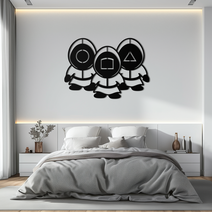 Squid Game Guards Metal Wall Art – Minimalist Black Home Decor- KAF561 - Tampa Home & Garden Store