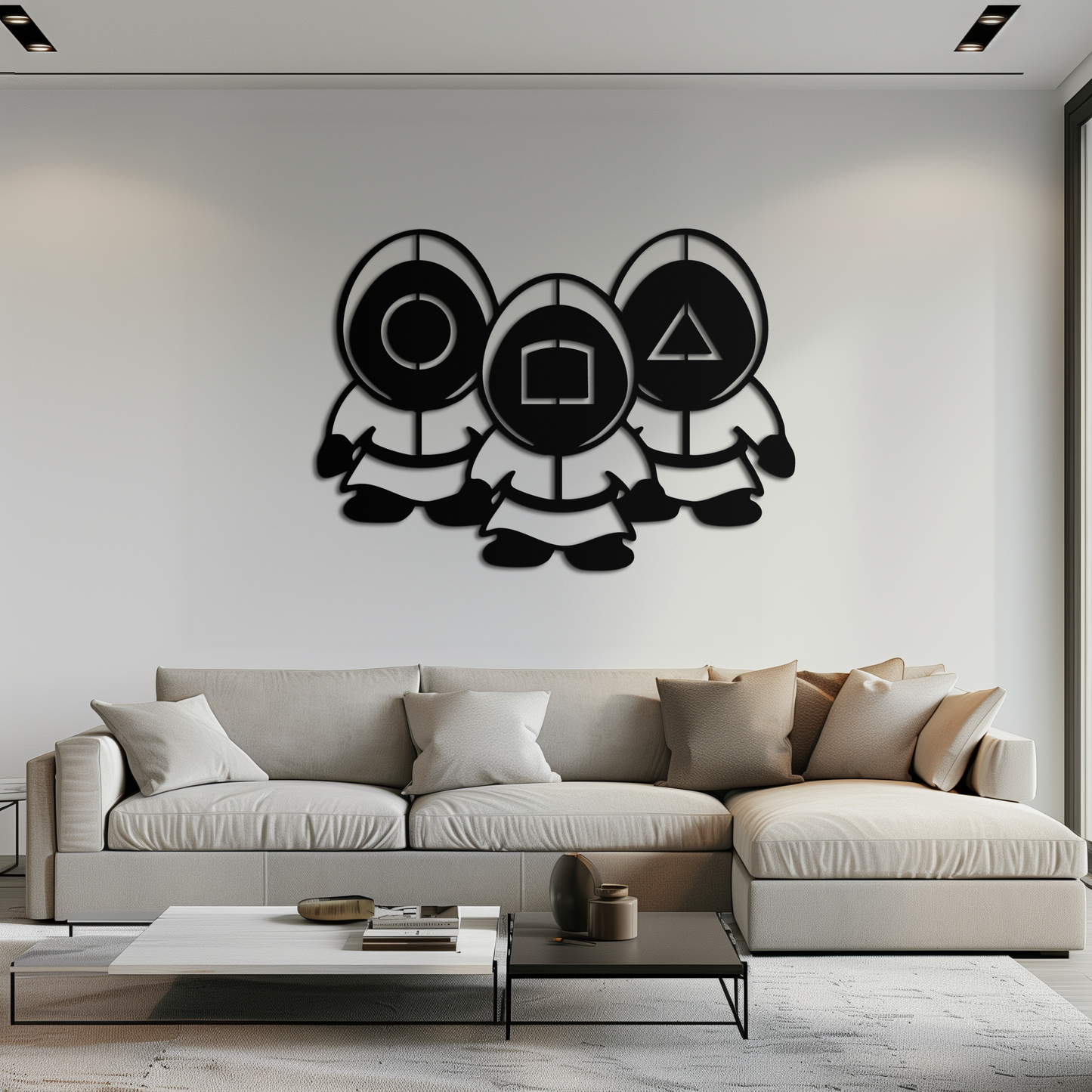 Squid Game Guards Metal Wall Art – Minimalist Black Home Decor- KAF561 - Tampa Home & Garden Store