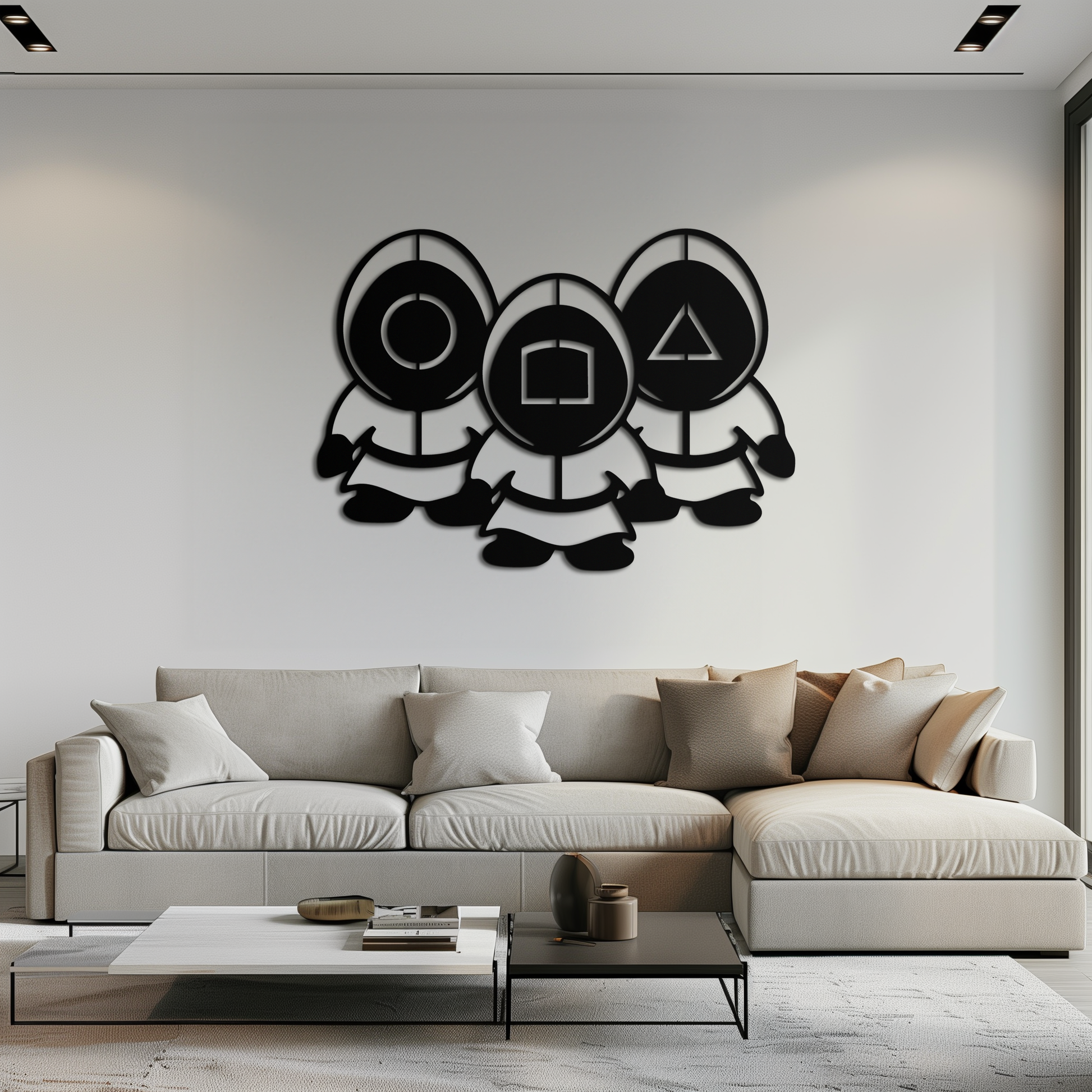 Squid Game Guards Metal Wall Art – Minimalist Black Home Decor- KAF561 - Tampa Home & Garden Store