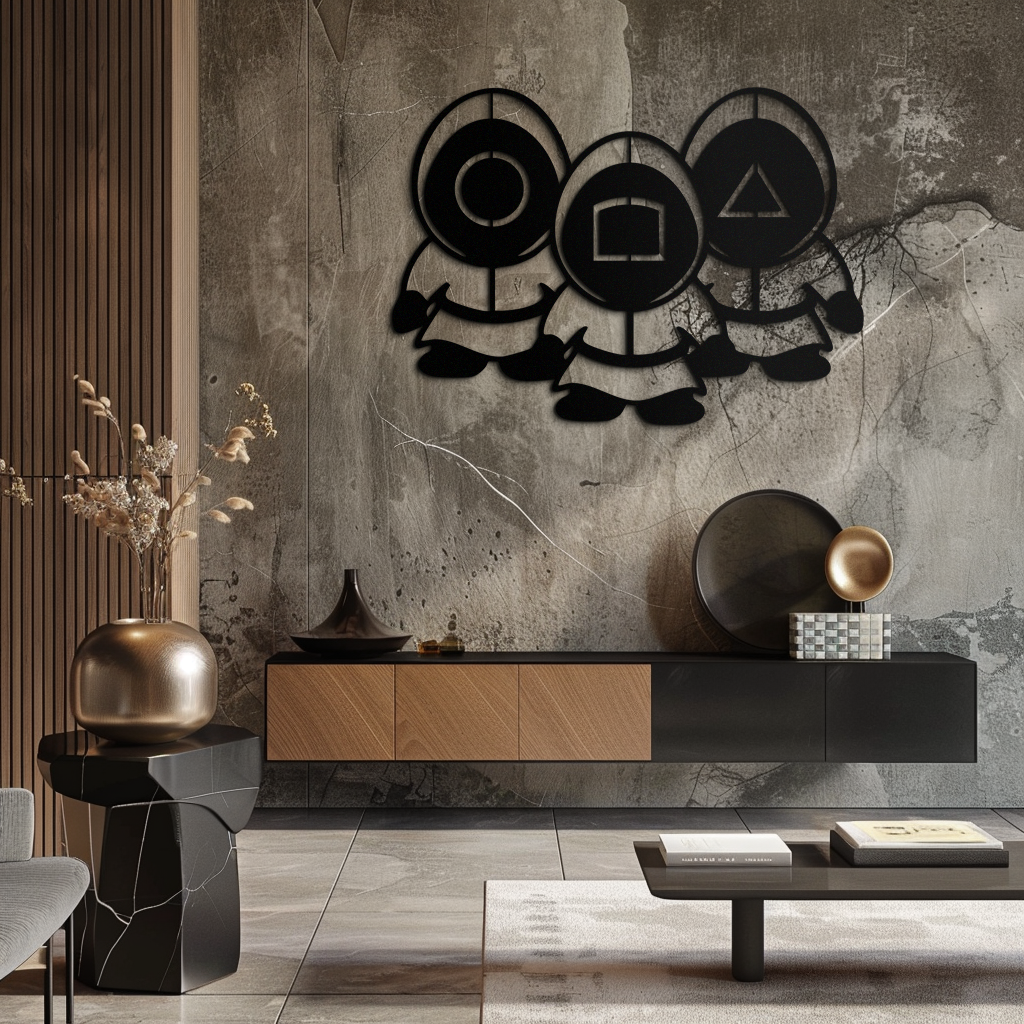 Squid Game Guards Metal Wall Art – Minimalist Black Home Decor- KAF561 - Tampa Home & Garden Store