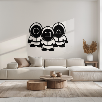 Squid Game Guards Metal Wall Art – Minimalist Black Home Decor- KAF561 - Tampa Home & Garden Store