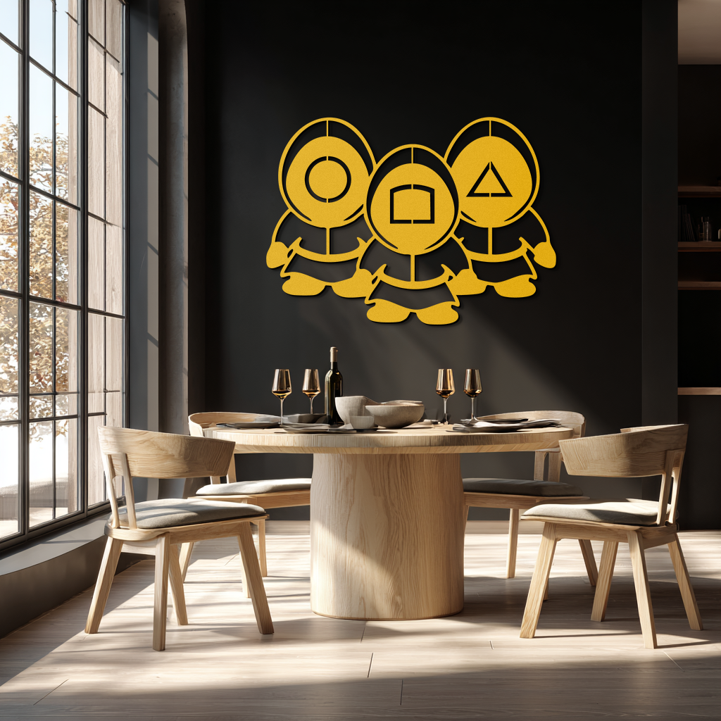 Squid Game Guards Metal Wall Art – Minimalist Black Home Decor- KAF561 - Tampa Home & Garden Store