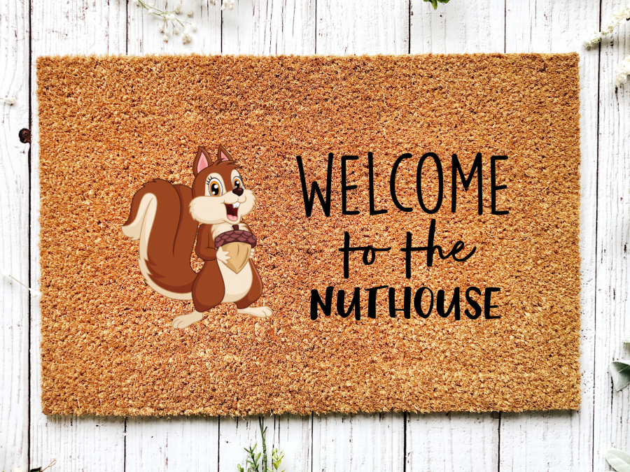 Squirrel Doormat "Welcome to the Nuthouse" Squirrel Welcome Mat - Tampa Home & Garden Store
