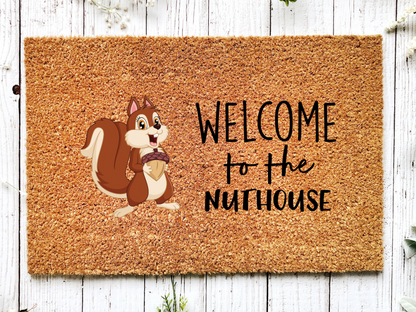 Squirrel Doormat "Welcome to the Nuthouse" Squirrel Welcome Mat - Tampa Home & Garden Store