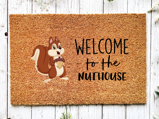 Squirrel Doormat "Welcome to the Nuthouse" Squirrel Welcome Mat - Tampa Home & Garden Store