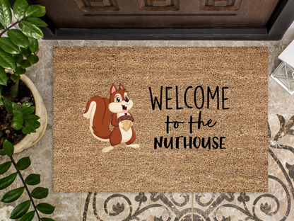 Squirrel Doormat "Welcome to the Nuthouse" Squirrel Welcome Mat - Tampa Home & Garden Store