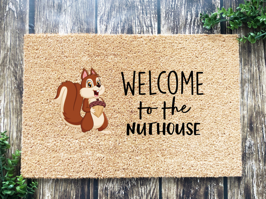 Squirrel Doormat "Welcome to the Nuthouse" Squirrel Welcome Mat - Tampa Home & Garden Store
