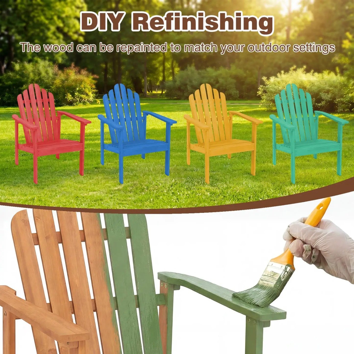 Adirondack Chair Set of 2 with Side Table