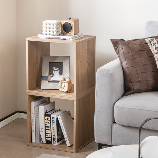 2 Cubes Stackable Bookcase for Living Room and Study-Natural - Tampa Home & Garden Store
