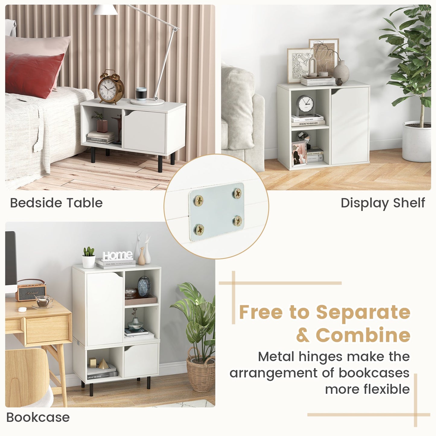 Estantería apilable con balda y cubos ajustables - Blanco