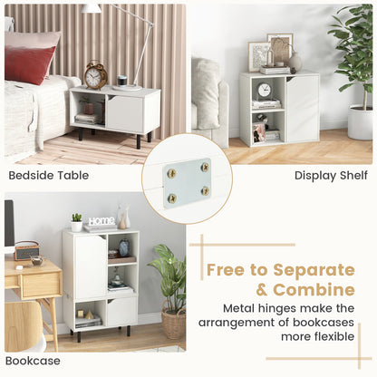Estantería apilable con balda y cubos ajustables - Blanco
