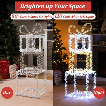 DirectDeals 3-pack stacked lighted gift boxes with warm white and cold white LED lights on Tampa Home & Garden Store
