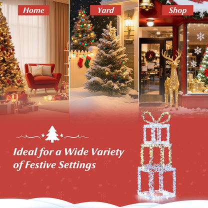 Stacked lighted gift boxes set of 3 DirectDeals festive decor in home, yard & shop scenes on Tampa Home & Garden Store
