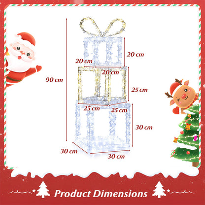 DirectDeals stacked gift boxes lights set of 3, pre-lit Christmas present boxes with warm LEDs on Tampa Home & Garden Store