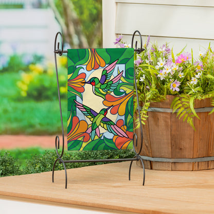 Stained Glass Hummingbirds Burlap Garden Flag - Tampa Home & Garden Store