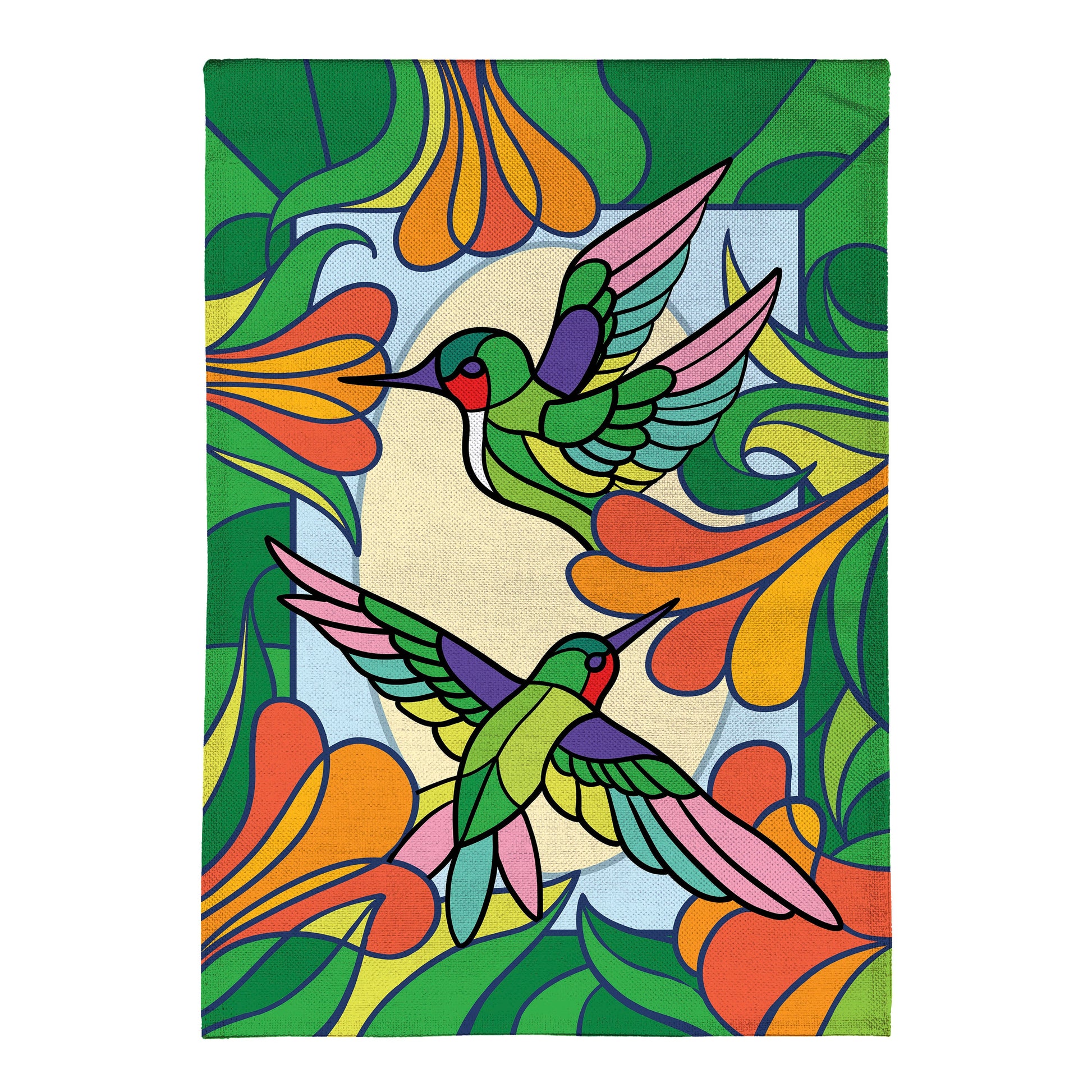 Stained Glass Hummingbirds Burlap Garden Flag - Tampa Home & Garden Store
