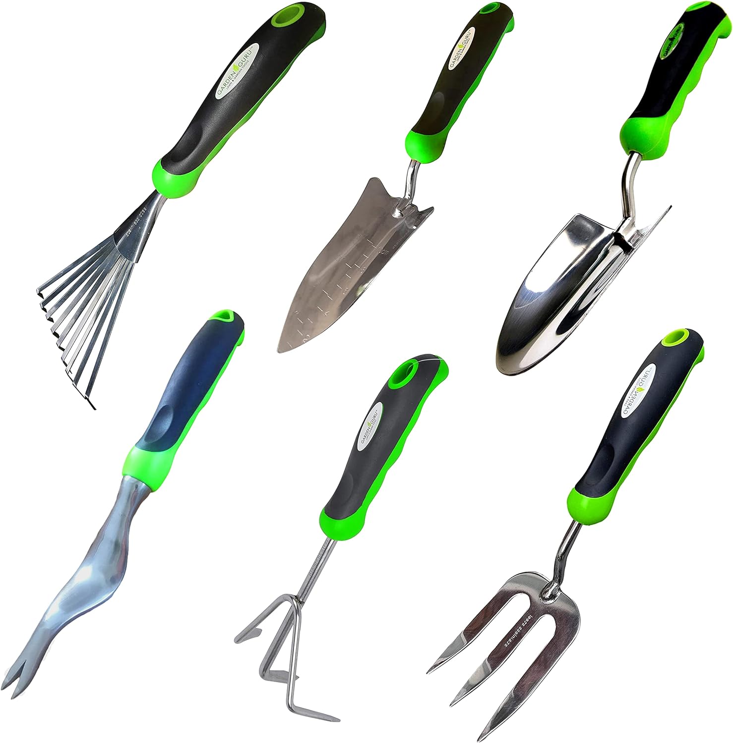 Stainless Steel 6pc Gardening Tool Set (Includes Trowel Transplanter Rake Weeder Cultivator Fork) - Tampa Home & Garden Store