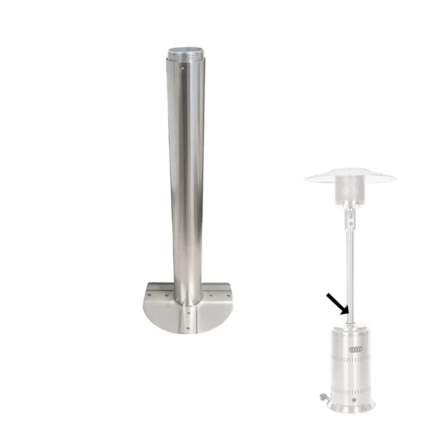 Stainless steel bottom post with base mount for Fire Sense/Balkene Home patio heater on Tampa Home & Garden Store